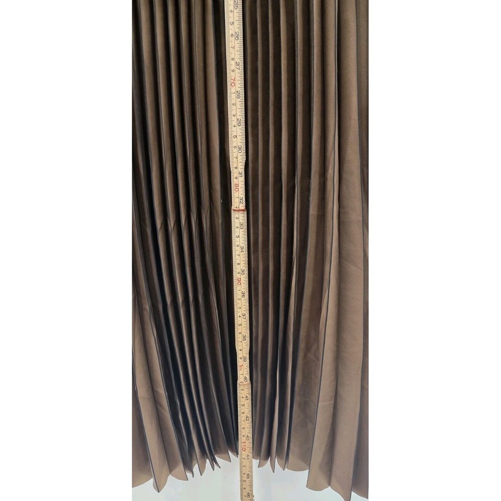 AMOUR VERT CAMBRIA DRESS WOMENS SMALL BRONZE OLIVE PINSTRIPE PLEATED MIDI NEW!! - Picture 13 of 15